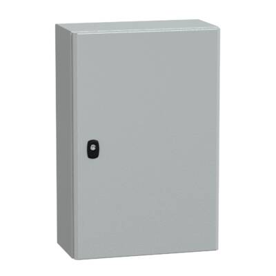 "Wall mounted steel enclosure, PanelSeT S3D, plain door, with mounting plate, 600x400x200mm, IP66, IK10" - Schneider Electric - NSYS3D6420P