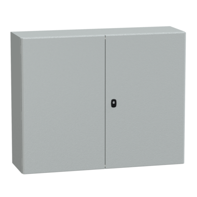 Spacial S3D dble plain door w/o mount.plate. H800xW1000xD300.IP55 IK10 RAL7035. - Schneider Electric - NSYS3D81030D