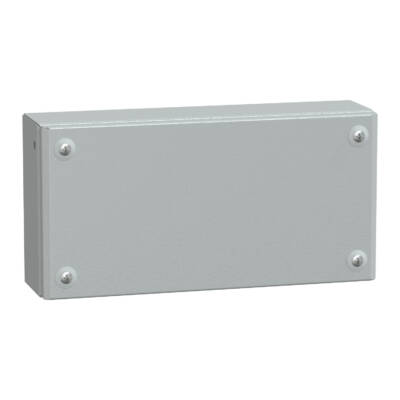 Metal industrial box plain door H150xW300xD80 IP66 IK10 RAL 7035 - Schneider Electric - NSYSBM15308