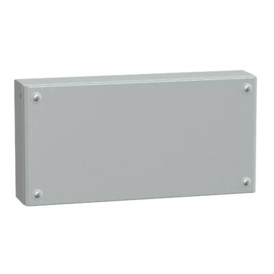 Metal industrial box plain door H200xW400xD80 IP66 IK10 RAL 7035 - Schneider Electric - NSYSBM20408