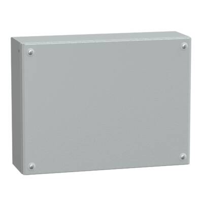 Metal industrial box plain door H300xW400xD120 IP66 IK10 RAL 7035 - Schneider Electric - NSYSBM304012