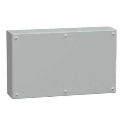 Metal industrial box plain door H300xW500xD120 IP66 IK10 RAL 7035 - Schneider Electric - NSYSBM305012