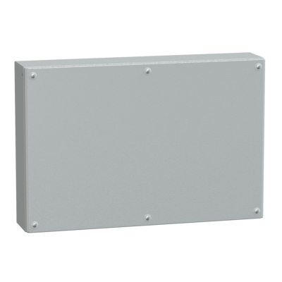 Metal industrial box plain door H400xW600xD120 IP66 IK10 RAL 7035 - Schneider Electric - NSYSBM406012