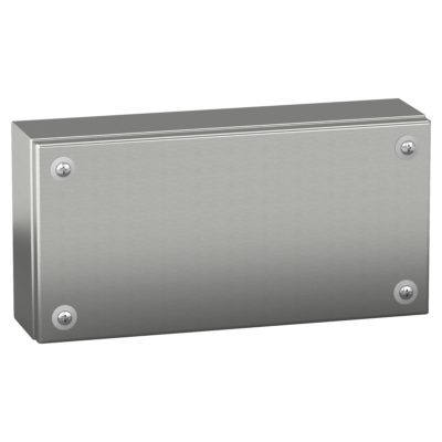 Stainless Steel 304L industrial box plain door H150xW300xD80 IP66 IK10 - Schneider Electric - NSYSBX15308