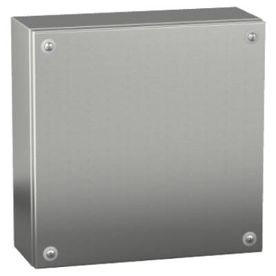 Stainless Steel 304L industrial box plain door H200xW200xD80 IP66 IK10 - Schneider Electric - NSYSBX20208