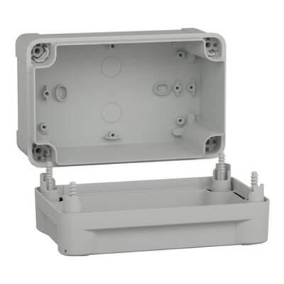 PC box IP66 IK08 RAL7035 Int.H175W105D100 Ext.H192W121D105 opaque PC cover H40 - Schneider Electric - NSYTBP191210H