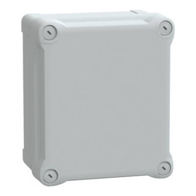 PC box IP66 IK08 RAL7035 Int.H175W150D100 Ext.H193W164D105 opaque PC cover H40 - Schneider Electric - NSYTBP191610H