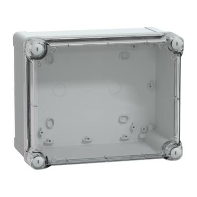 PC box IP66 IK08 RAL7035 Int.H225W175D120 Ext.H241W194D127 Transp.cover H40 - Schneider Electric - NSYTBP241912HT