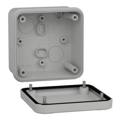 PC box IP66 IK08 RAL7035 Int.H80W80D65 Ext.H89W89D51 opaque PC cover H10 - Schneider Electric - NSYTBP885