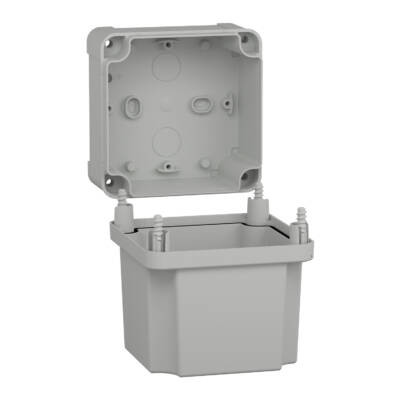 ABS box IP66 IK07 RAL7035 Int.H105W105D125 Ext.H116W116D133 Opaque cover H80 - Schneider Electric - NSYTBS111113H