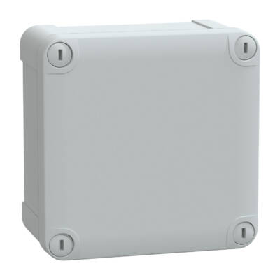 ABS box IP66 IK07 RAL7035 Int.H105W105D55 Ext.H116W116D62 Opaque cover H10 - Schneider Electric - NSYTBS11116