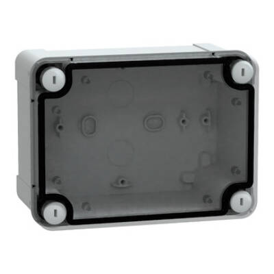 ABS box IP66 IK07 RAL7035 Int.H150W105D80 Ext.H164W121D87 Transp.cover H20 - Schneider Electric - NSYTBS16128T