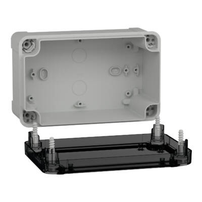 ABS box IP66 IK07 RAL7035 Int.H175W105D80 Ext.H191W121D87 Transp.cover H20 - Schneider Electric - NSYTBS19128T