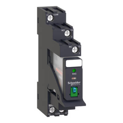 Interface plug-in relay, 10 A, 1 CO, lockable test button, LED, 230 V AC - Schneider Electric - RXG12P7