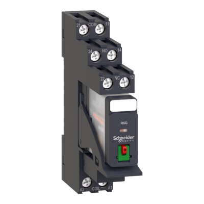 Interface plug-in relay, 5 A, 2 CO, lockable test button, LED, 24 V AC - Schneider Electric - RXG22B7