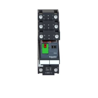 Harmony, Miniature plug-in relay pre-assembled, 12 A, 2 CO, with LED, with lockable test button, separate terminals socket, 230 V AC - Schneider Electric - RXM2AB2P7PVS