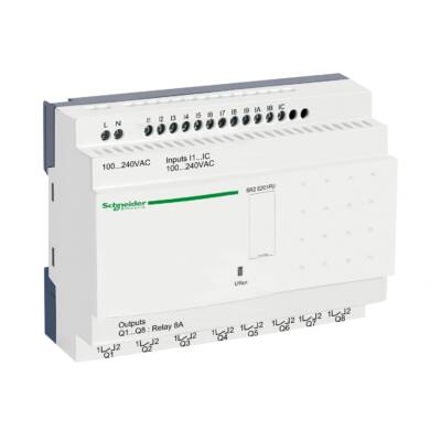 compact smart relay Zelio Logic - 20 I O - 100..240 V AC - clock - no display - Schneider Electric - SR2E201FU