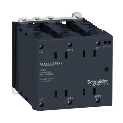 Harmony, Solid state modular relay, 25 A, DIN rail mount, random switching, input 4…32 V DC, output 48…600 V AC - Schneider Electric - SSM3A325BDR