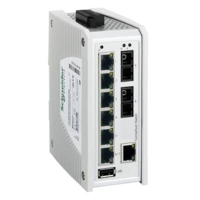 ConneXium Premium Unmanaged Switch - 7 ports for copper + 2 ports for fiber optic single-mode - Schneider Electric - TCSESPU093F2CS0