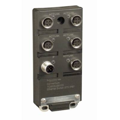 Ethernet ConneXium switch 5 x 10BASE-T/ 100BASE-TX ports - 24 V DC - IP67 - M12 - Schneider Electric - TCSESU051F0