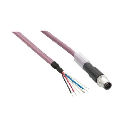 power IN distribution cable - straight - M8 female-wire - 1m - Schneider Electric - TCSXCNDFNX1V