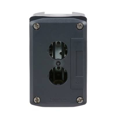 Harmony XALD, XALK, Empty control station, plastic, dark grey lid, light grey base, 2 cut-out, UL/CSA certified - Schneider Electric - XALD02H7