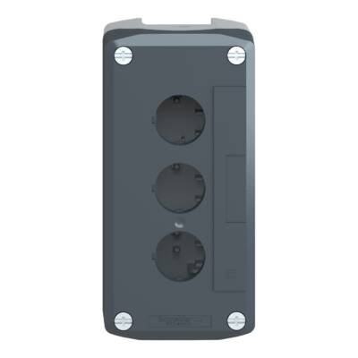 Harmony XALD, XALK, Empty control station, plastic, dark grey lid, light grey base, 3 cut-out, UL/CSA certified - Schneider Electric - XALD03H7