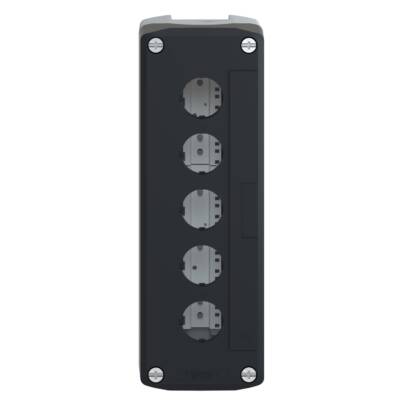 dark grey empty enclosure lid with light grey base - 5 cut-outs-UL/CSA certified - Schneider Electric - XALD05H7