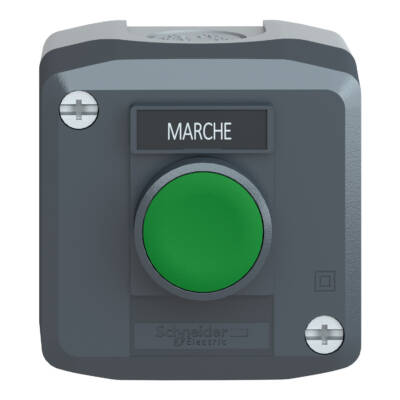 dark grey station - 1 green flush pushbutton Ø22 spring return 1NO "Marche" - Schneider Electric - XALD101