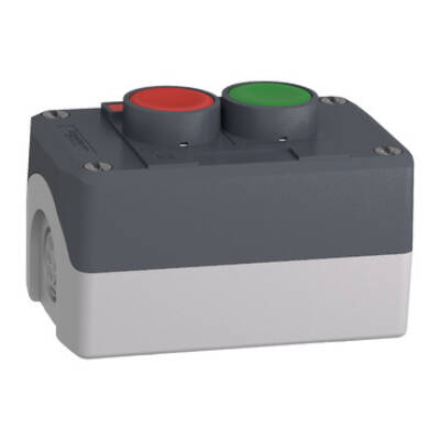dark grey station - green flush/red flush pushbuttons Ø22 spring return - Schneider Electric - XALD211H29