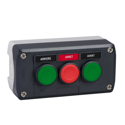 dark grey station - green flush/red flush/green flush pushbuttons Ø22 - Schneider Electric - XALD311