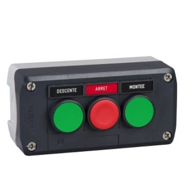 dark grey station - green flush/red flush/green flush pushbuttons Ø22 - Schneider Electric - XALD321