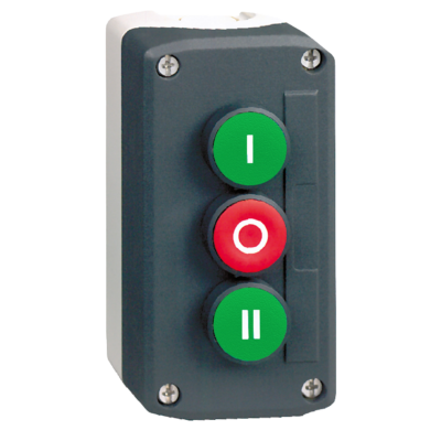 dark grey station - green flush/red flush/green flush pushbuttons Ø22 - Schneider Electric - XALD339