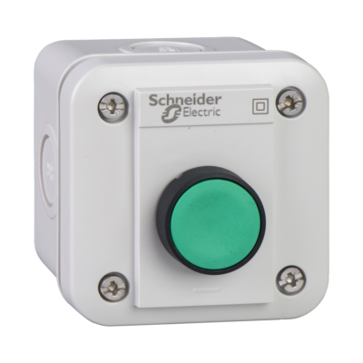 control station XAL-E - 1 flush pushbutton - spring return - green - 1 NO - Schneider Electric - XALE1011