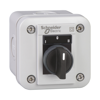 control station XAL-E - selector switch 3 position - I-O-II - white - 2 NO - Schneider Electric - XALE1333