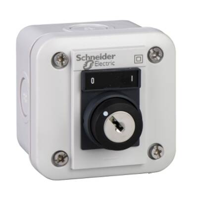 control station XAL-E - key selector switch - 2 positions - white - 1 NO - O-I - Schneider Electric - XALE1441