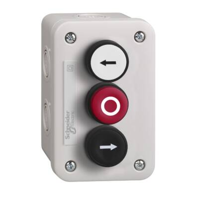 control station with white pushbutton 1NO + black 1NO + red projecting 1NC - Schneider Electric - XALE3251