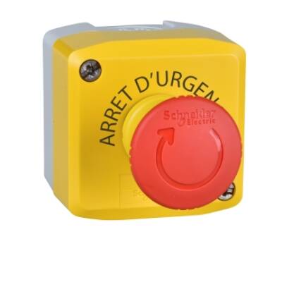 yellow station - 1 red mushroom head pushbutton Ø40 turn to release 1NC - Schneider Electric - XALK1781