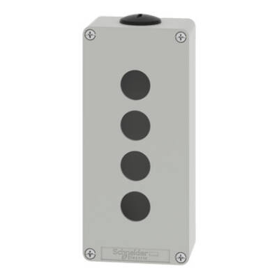Harmony XAP, XB2 SL, Empty control station, zinc alloy, grey, M25, 4 cut-outs 22mm, 80 x 175 x 51,5 - Schneider Electric - XAPD3204