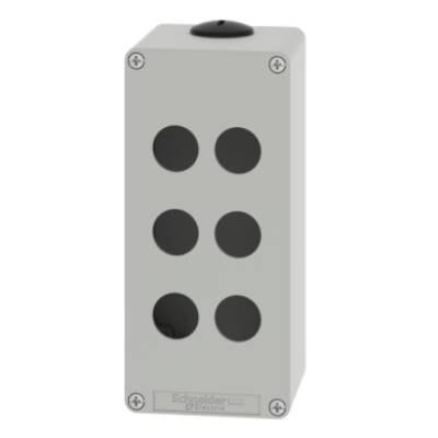 Harmony XAP, XB2 SL, Empty control station, zinc alloy, grey, M25, 6 cut-outs 22mm, 80 x 175 x 77 - Schneider Electric - XAPD3506