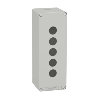 Harmony XAP, XB2 SL, Empty control station, zinc alloy, grey, M25, 5 cut-outs 22mm, 80 x 220 x 77 - Schneider Electric - XAPD4505