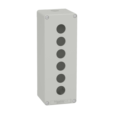 Harmony XAP, XB2 SL, Empty control station, zinc alloy, grey, M25, 6 cut-outs 22mm, 80 x 220 x 77 - Schneider Electric - XAPD4506