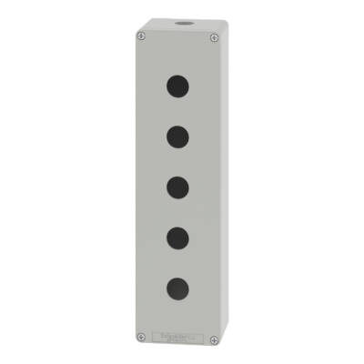 Die cast empty control station, Harmony XAP, XB2 SL, aluminium, grey, M32, 5 cut outs 22mm, 85x310x77mm - Schneider Electric - XAPD5505