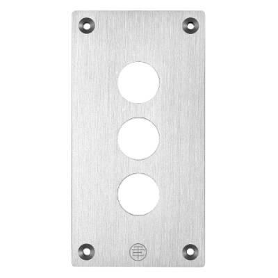 drilled front plate - XAP-E - metal - 3 horizontal openings - Schneider Electric - XAPE303