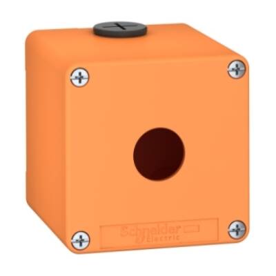 Harmony XAP, XB2 SL, Empty control station, zinc alloy, orange, M20, 1 cut-out 22mm, 80 x 80 x 77, UL cULus - Schneider Electric - XAPO1501