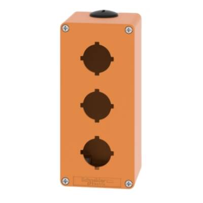 Harmony XAP, XB2 SL, Empty control station, zinc alloy, orange, M25, 3 cut-outs 30mm with notches, 80 x 175 x 77 - Schneider Electric - XAPO3603