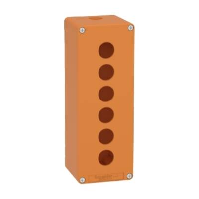 Harmony XAP, XB2 SL, Empty control station, zinc alloy, orange, M25, 6 cut-outs 22mm, 80 x 220 x 77 - Schneider Electric - XAPO4506