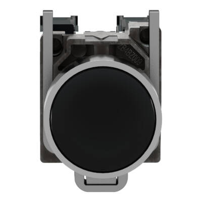 Harmony XB4, Push button, metal, flush, black, Ø22, spring return, unmarked, 1 NO + 1 NC - Schneider Electric - XB4BA25