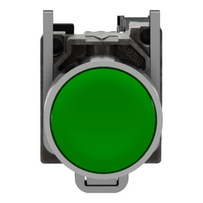 Push button, metal, flush, green, Ø22, spring return, unmarked, 1 NO - Schneider Electric - XB4BA31