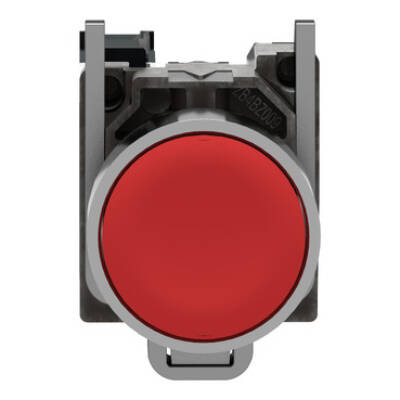 Push button, metal, flush, red, Ø22, spring return, unmarked, 1NC - Schneider Electric - XB4BA42